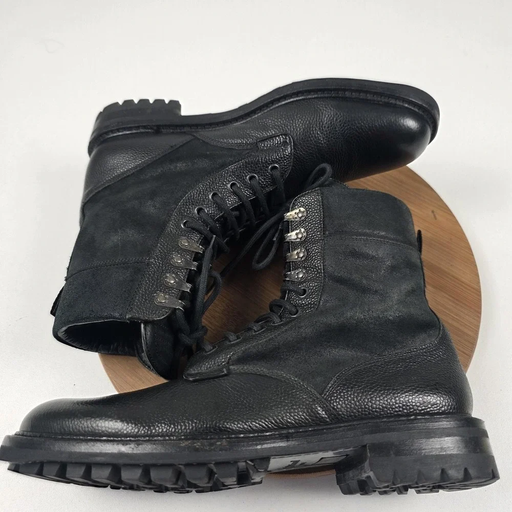 Rag & Bone Boots Mens Size 10 Black Leather Combat Lace Up Ankle Handmade Italy